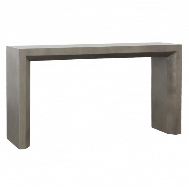 Outdoor lightweight concrete material console table. Modern simple waterfall design. Grey finish with acrylic sealer. Each...