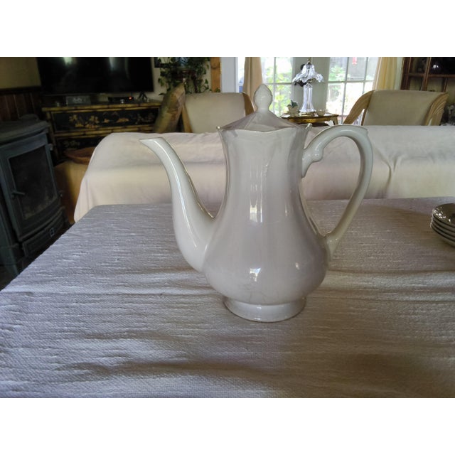 Vintage Sears Federalist White Ironstone Dinnerware Set - (Complete Service for 8 and Serving Pieces) Bonus Free Crystal Wine Glasses - 81 Pieces For Sale - Image 16 of 18