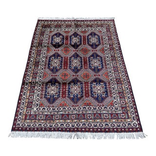 Fine Hand-Knotted Afghan Caucasian Shirvan Design Rug - 6'6" X 4'9" For Sale