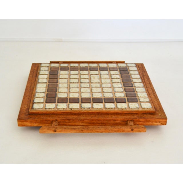 Wood Mid-Century Mosaic Ceramic Tile and Wood Tray For Sale - Image 7 of 12
