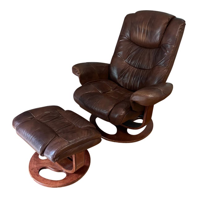 1980s Scandinavian Style Recliner and Ottoman For Sale