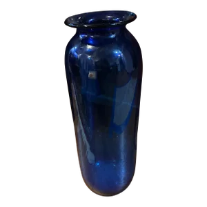 1980s Blenko Cobalt Blue Large Floor Vase With Blenko Label