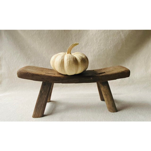 Wood Late 19th Century Rustic Farmhouse Style Hand Hewn Bench For Sale - Image 7 of 11