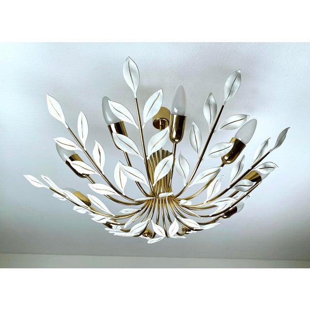 Mid-Century Modern Vintage Floral Pendant Light from Vereinigte Werstaetten, 1950s For Sale - Image 3 of 18