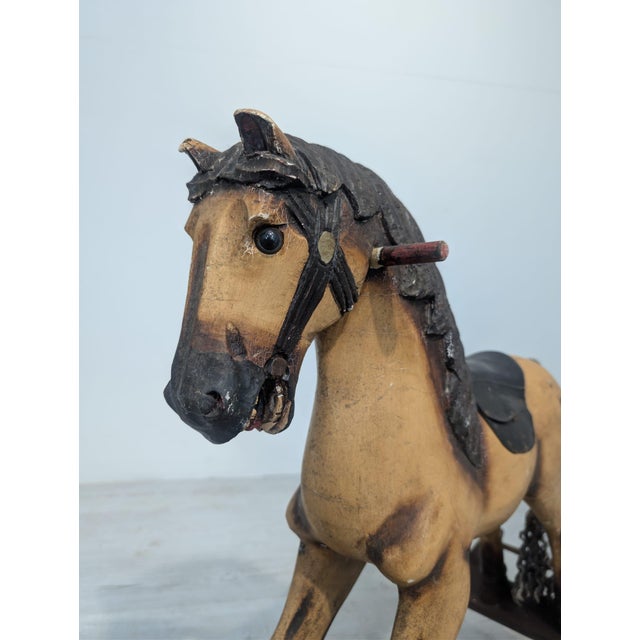 Antique Wooden Rocking Horse, 1920s For Sale - Image 6 of 16