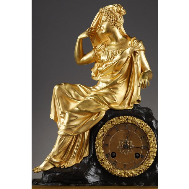 Restoration Period Gilt Bronze Clock with a Young Woman For Sale - Image 5 of 18
