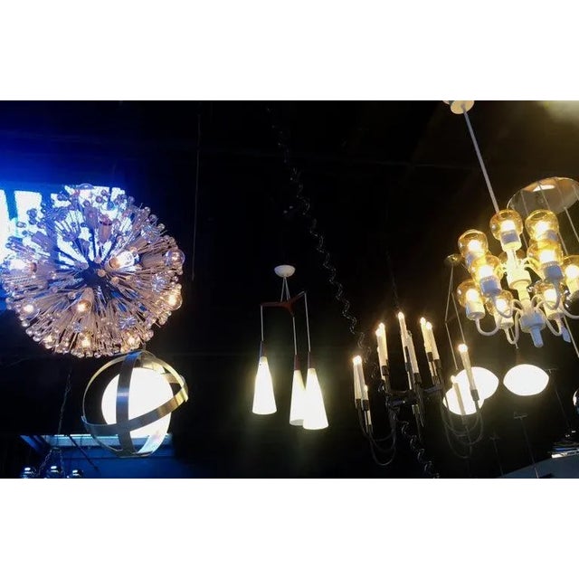 1950s Emil Stejnar "Snowball" Brass and Hand Cut Crystal Hanging Pendant For Sale - Image 9 of 10