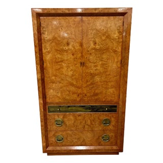 1970s Bernhard Rohne Mastercraft Burl Wood & Etched Brass Chest of Drawers For Sale