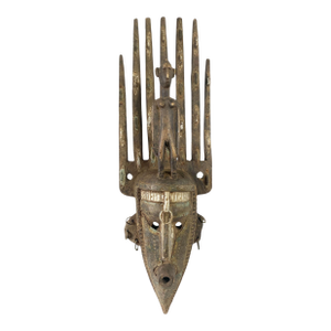 Vintage African Bamana Ntomo Marka Mask W/ Aluminum 27" H