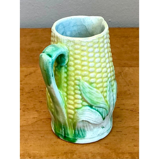 Cream Vintage German Majolica Corn Cream Pitcher For Sale - Image 8 of 12