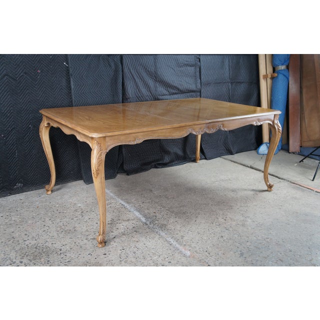 Drexel Heritage 1980s Drexel Heritage French Provincial Oak Parquetry Avalon Extendable Dining Table For Sale - Image 4 of 16