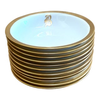Rosenthal Small Porcelain Bowls With Handpainted 24k Gold B Initial and Wide Trim - Set of 12 For Sale