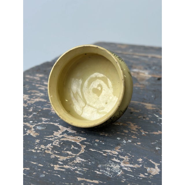 Antique Salt Cellar in Seaweed Yellow Ware, Circa Early-Mid 19th Century For Sale - Image 9 of 10