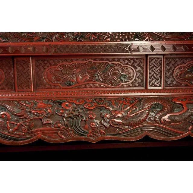Raspberry Red Antique 19th Century Cinnabar Treasure Cabinet For Sale - Image 8 of 11