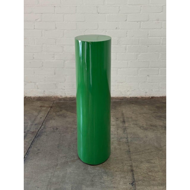 Postmodern Vintage Oval Pedestal Lacquered in Bottega Green For Sale - Image 3 of 5