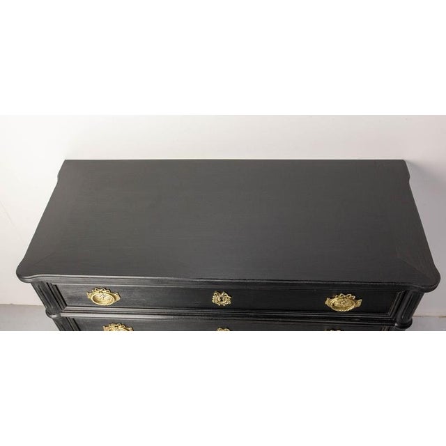 1980s French Louis XVI Style Black Wood Chest of Drawers, 1980s For Sale - Image 5 of 12