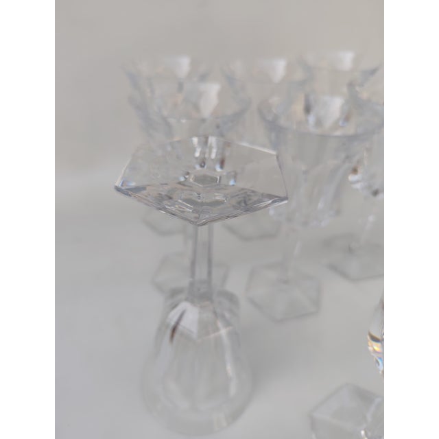 Large Baccarat Crystal Glasses in Malmaison Pattern, 1970s, Set of 9 For Sale - Image 6 of 8