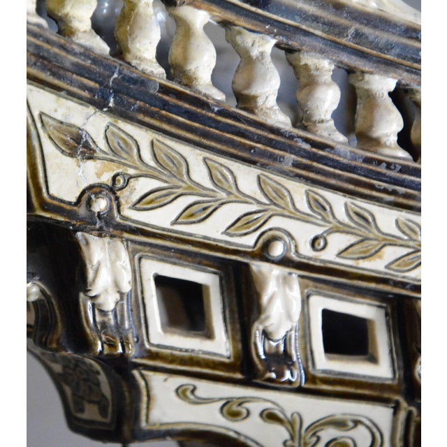 Early 19th Century Late 1800s Majolica Ship Surrounded by Animals For Sale - Image 5 of 11