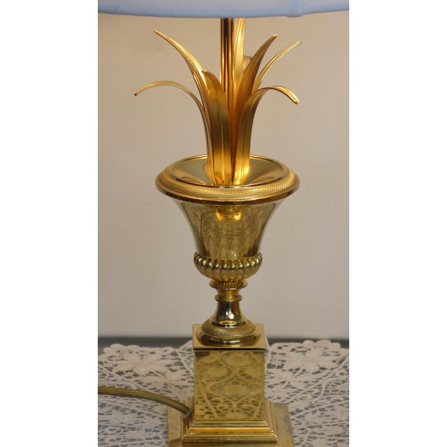 Hollywood Regency Brass Table Lamp with Fabric Shade from Unbekannt, 1970s For Sale - Image 10 of 11