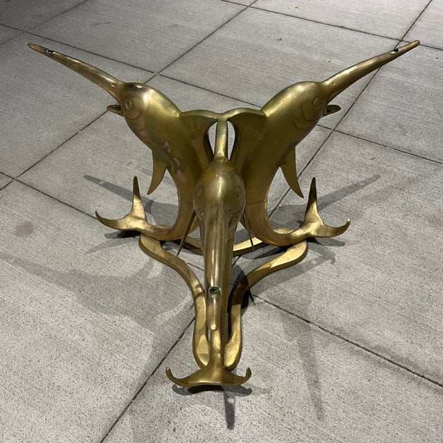 Jansen Style Brass Marlin Base Coffee Table For Sale - Image 11 of 13