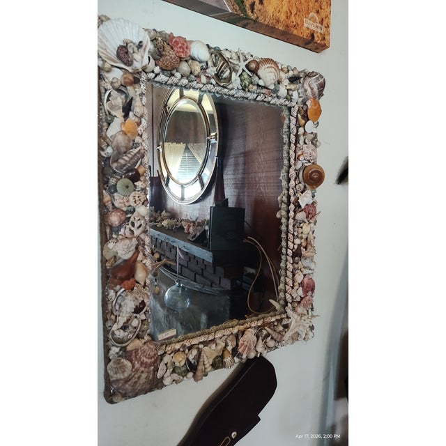 Vintage Handcrafted California Seashell Mirror For Sale - Image 4 of 18