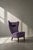 1950s Vintage Scandinavian Modern Oak and Purple Fabric High Back Wing Chair, 1950s For Sale - Image 5 of 18