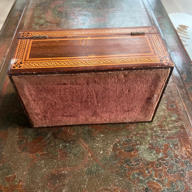 Brown Antique Wood Writing Box With Turnbridge Ware Inlay For Sale - Image 8 of 9