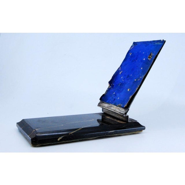 Stone Block Holder with Silver Applications and Raised Lid Flower For Sale - Image 4 of 10