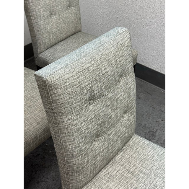 Textile Crate & Barrel Tufted Parsons Dining Chairs, Set of Four For Sale - Image 7 of 12