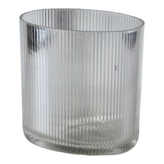 Sally Designs Style Oval Corrugated Lucite Acrylic Wastebasket For Sale