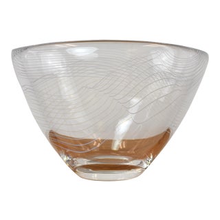 Mid Century Modern Vicke Lindstrand for Kosta Arabesque Art Glass Bowl For Sale