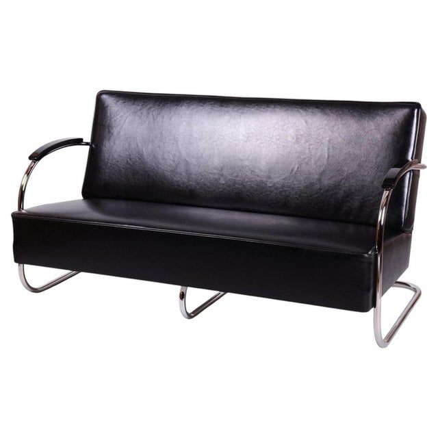 Bauhaus Sofa in Chrome and Leather from Mücke-Melder, Czech, 1930s For Sale - Image 13 of 13