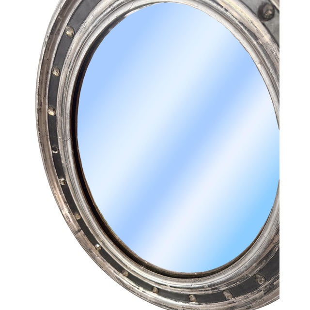 Irish Ebonized and Silver Parcel Gilt Oval Wall Mirror (H 23 1/4 X W 19 1/4) For Sale In Austin - Image 6 of 9