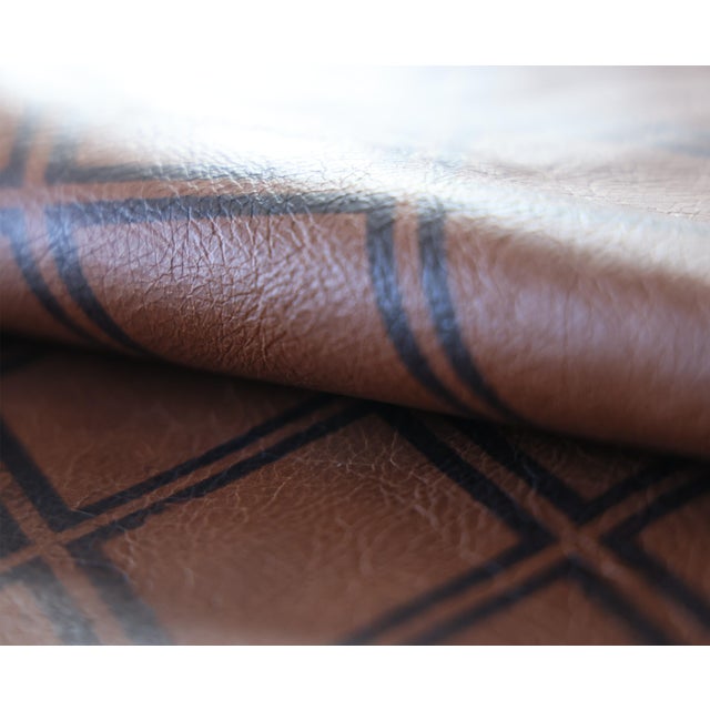 Luxury Brown Leather Geometric Throw Pillow 16x24 | Handmade Modern Designer Lumbar Cushion For Sale In San Francisco - Image 6 of 8