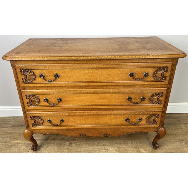 Vintage French Louis Style Oak Chest of 3 Drawers For Sale - Image 12 of 12
