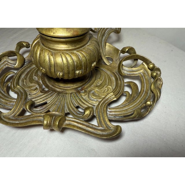 Antique Ornate 19th Century Art Nouveau Gilt Bronze Brass Desk Inkwell Stand Jar For Sale In New York - Image 6 of 15