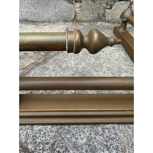 Vintage French Mid-Century Brass Fireplace Fender For Sale - Image 10 of 12