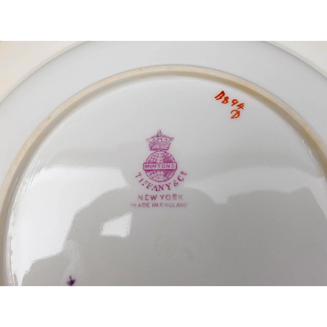 Mid 20th Century Minton England for Tiffany & Co. B894 Floral Bird Rimmed Soup Bowls- Set of 7 For Sale - Image 9 of 9