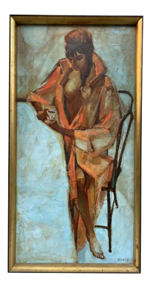Framed Oil on Canvas of Woman by George Michaud