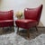 Mid-Century Modern Mid-Century Modern Cocktail Chairs in Red Faux Leather, 1950s, Set of 2 For Sale - Image 3 of 16