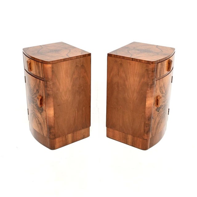 1930s Art Deco Walnut Bedside Tables, 1930, Set of 2 For Sale - Image 5 of 11