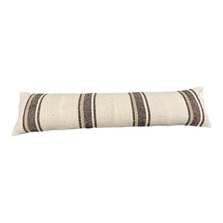 Turkish Hemp Pillow Cushion Natural Beige Brown Cushion Cover 12"x46" For Sale