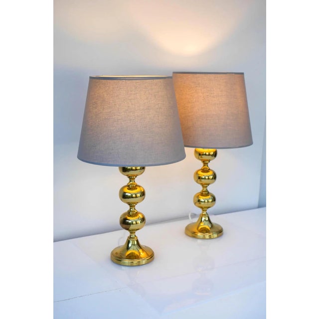 Scandinavian Modern Space Age Brass Table Lamps from Nafa, Sweden, 1970s, Set of 2 For Sale - Image 10 of 18