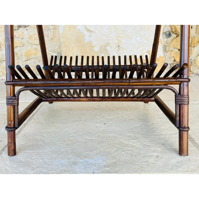 Mid-Century Italian Rattan and Bamboo Side Table, 1960s For Sale - Image 9 of 18