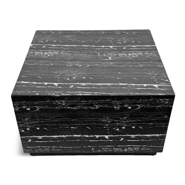Modern square black marble cement coffee table with white veining. Attractive piece great for outdoor or indoor use. Each...