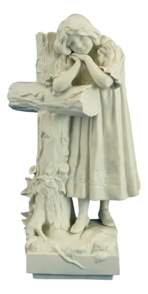 Large 20th Century Biscuit Porcelain Sculpture of a Little Girl Praying on a Cross from Betoule Et Cie, Limoges, France