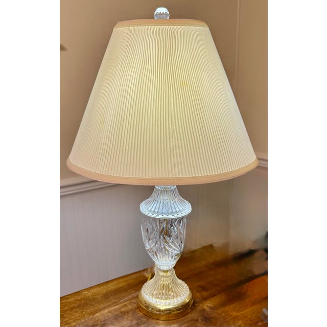 Mid 20th Century Crystal and Gold Toned Vintage Table Lamp For Sale - Image 6 of 12