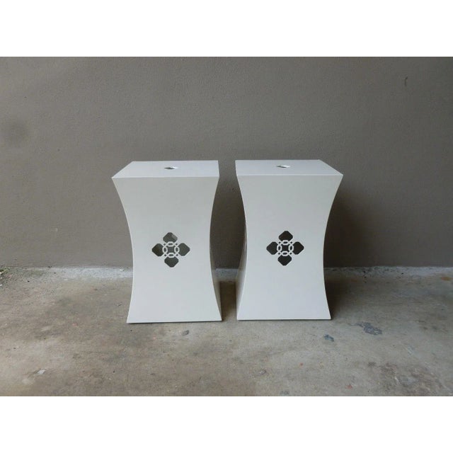 Chinoiserie White Lacquer Stands - a Pair For Sale - Image 9 of 9