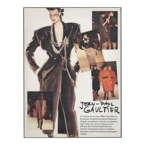 1982 French Jean-Paul Gaultier Runway Fashion Print, Matted