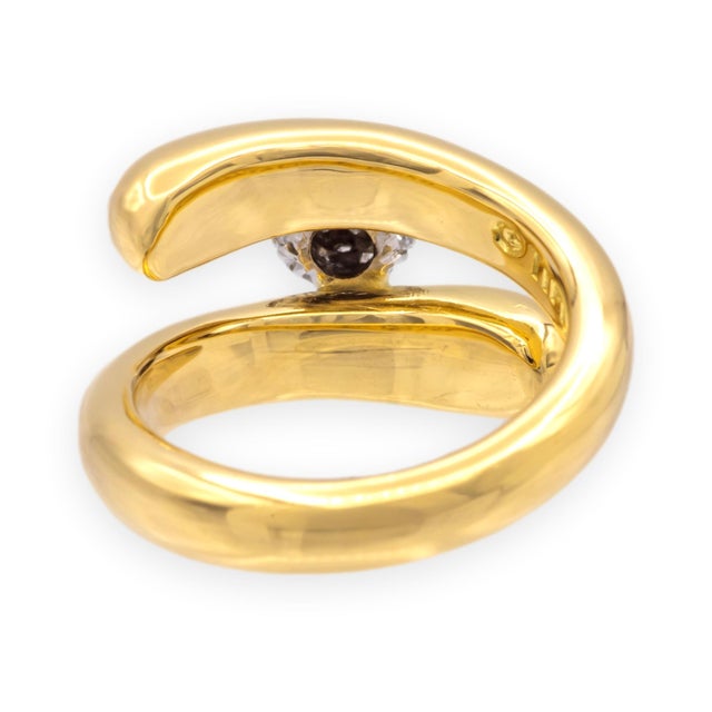 Tiffany and Co. Tiffany & Co. Vintage 18k Yellow Gold and Platinum Pavé Diamond Bypass Ring 5.25 For Sale - Image 4 of 8